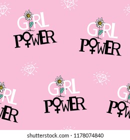 Girl power concept seamless repeating pattern texture / Vector illustration design for fashion fabrics, textile graphics, wallpapers and other uses