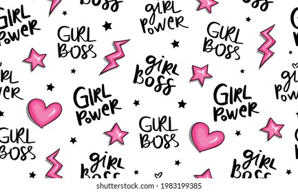 Girl power concept seamless repeating pattern texture background design