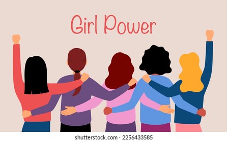 Girl power concept vector illustration. Strong empowered women.