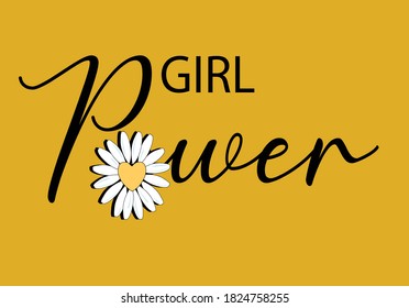 girl power with daisy hand drawn vector fashion design