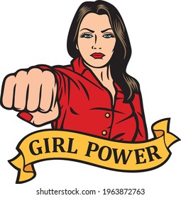 Girl power design - woman punching 