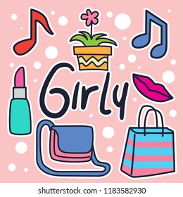 Girl power doodle fashion , vector illustration