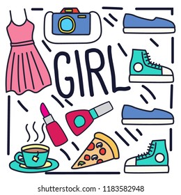 Girl power doodle fashion , vector illustration