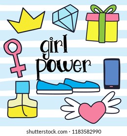 Girl power doodle fashion , vector illustration