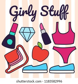Girl power doodle fashion , vector illustration