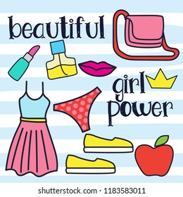 Girl power doodle fashion , vector illustration