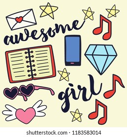 Girl power doodle fashion , vector illustration