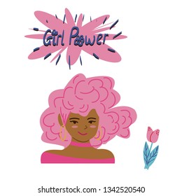 Girl power elements in flat style EPS 10