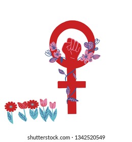 Girl power elements in flat style EPS 10