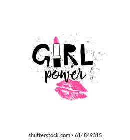 Girl power. Fashion quote design. T-shirt print.