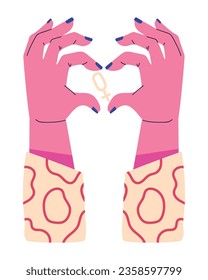 girl power female hands icon isolated