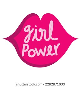 girl power, female lips icon isolated
