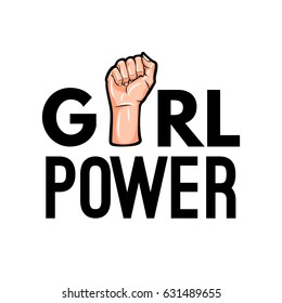 Girl power. Female Woman Feminism Protest Hand Icon. Vector illustration isolated on white background