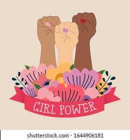 Girl power, feminism concept vector illustration