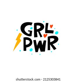 Girl Power feminism female phrase. Modern typography words text. Lettering quote. Vector illustration.