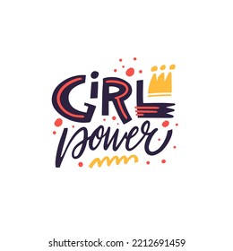 Girl Power feminism lettering text. Vector art illustration. Isolated on white background.