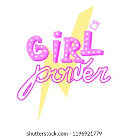 Girl power. Feminism quote, woman motivational slogan. Vector illustration.