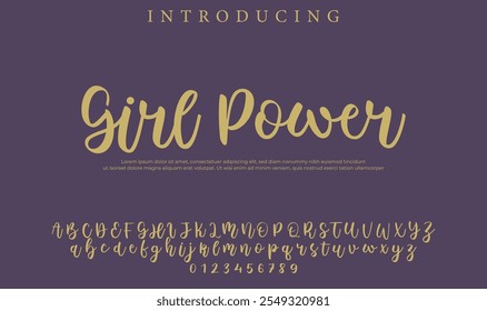 Chica Power Font Elegante pincel pintado en mayúsculas letras de Vector, alfabeto, tipografía