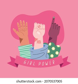 girl power frame with hands