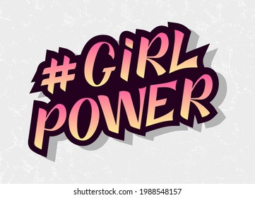 Girl power gradient handwritten inscription on background. GRL PWR hand lettering. Feminist slogan. Empowering phrase, saying. Modern illustration for t-shirt, sweatshirt, or other apparel print.