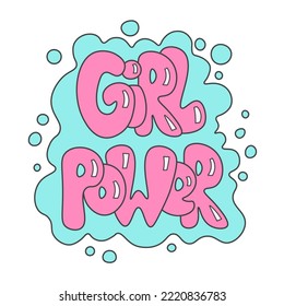 Girl power graffiti lettering y2k. Urban feminism Graffiti tag, woman movement inscription. Girly cute colorful print for poster, t shirt. Isolated vector illustration