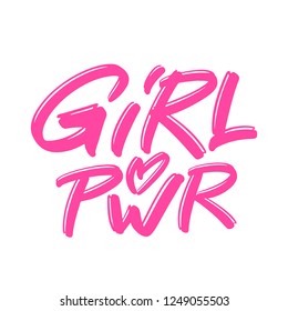 Girl power. Hand drawn lettering. Modern brush calligraphy. Vector