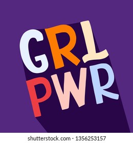 Girl power hand drawn lettering vector design. Feminism slogan. Woman motivational phrase inscription for t-shirt, poster, phone case, banner, sticker, postcard and wall art. 