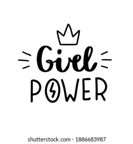 Girl power hand drawn lettering. Vector illustration