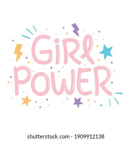 girl power hand drawn lettering motivational vector illustration