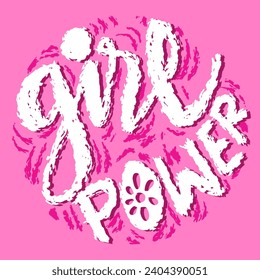 Girl power. Hand drawn lettering. Ink illustration. Modern brush calligraphy. Isolated on pink background.