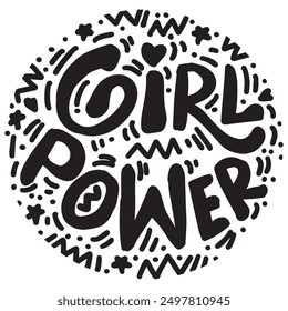 Girl Power. Hand drawn lettering phrase. Modern calligraphy. Vector illustration.