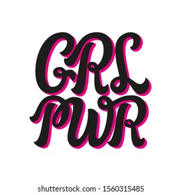 Girl power. Hand drawn text isolated on white background. Vector typography for t shirts, posters, stickers, cards