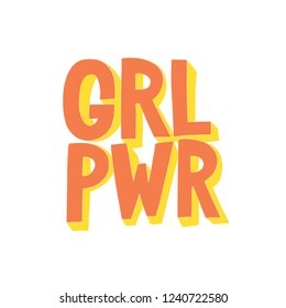 Girl power. Hand drawn typography slogan. 3d effect. Vector illustration.
