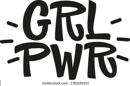 Girl power hand drawn vector lettering. Inspirational, motivational quote. Modern brush calligraphy. Design element for social media, t-shirt, textile, bag, print, sticker, poster, cover, flyer.