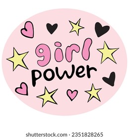 Girl power - hand drawn vector lettering for your design. Woman motivational slogan for bag, sticker, t-shirt, poster, card, banner