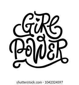 Girl Power. Hand lettered quote print