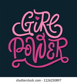 Girl Power! Hand lettered vector quote print 