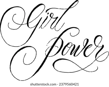 Girl Power hand lettering. Girl Empowerment greeting card. Vector banner for greeting cards, t-shirt design, flyers, etc. Girl Power on white background.