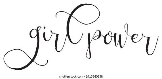 Girl Power Hand Lettering Inscription. Graphic Calligraphy Illustration Element - Illustration