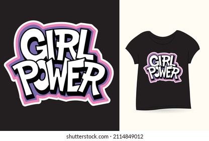 Girl power hand lettering for t shirt