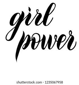 Girl power hand lettering. Text design for print or textile. Hand drawn vector illustration.