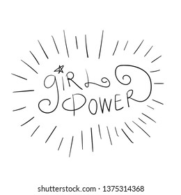 Girl power hand writing typography.