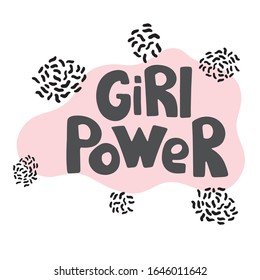 Girl Power - ilustración dibujada a mano. Cita feminista hecha en vector. Lema motivacional de la mujer. Inscripción para sus pantalones, carteles, tarjetas. 