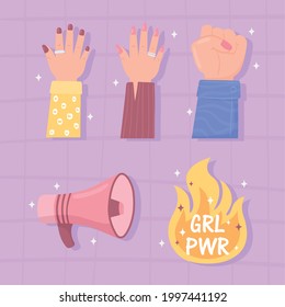 girl power, hands up and speaker