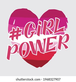 Girl power handwritten inscription on lesbian flag background. GRL PWR hand lettering. Feminist slogan. Empowering phrase, saying. Modern illustration for t-shirt, sweatshirt, or other apparel print.