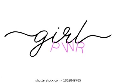Girl power handwritten text. Modern calligraphy. Feminism quote, woman motivational slogan. Feminist saying. 