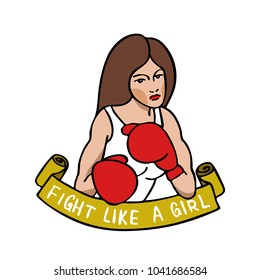 girl power illustration traditional tattoo flash "fight like a girl"