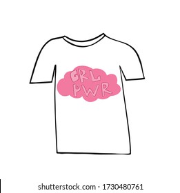 Girl power inscription handwritten with bright pink vivid font. GRL PWR hand lettering. Feminist slogan, phrase or quote. Modern vector illustration for t-shirt, sweatshirt or other apparel print