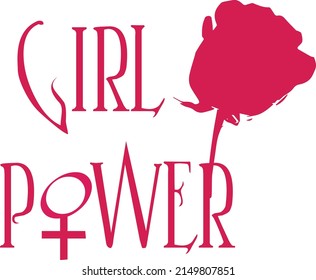 Girl power inscription handwritten with bright pink font. Girl power hand lettering. 