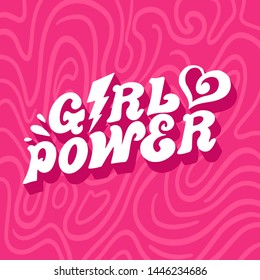 Girl power inscription handwritten. Feminist slogan, phrase or quote. Modern vector illustration for t-shirt, sweatshirt or other apparel print.